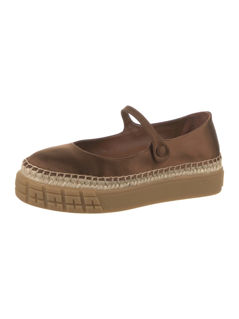 Prada Brown Mary Jane Ballet Espadrille Platform Flats